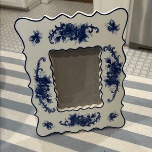 Delft Blue and White Picture Frame Chinoiserie Style